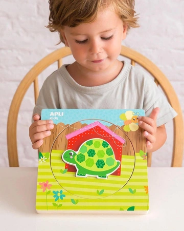 Drewniane puzzle z warstwami Apli Kids - Żółw 2+