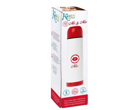 Termos na napoje 500 ml, Mrs, biało-czerwony, Kiokids
