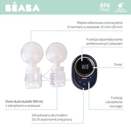 Beaba Laktator elektryczny podwójny 2x180 ml Night Blue