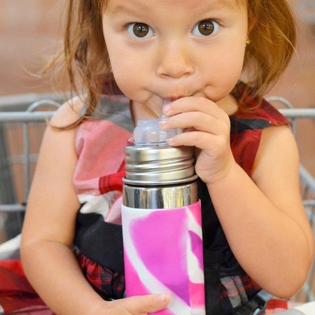 Termobutelka ze słomką 260 ml, różowy swirl, Pura