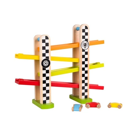 CLASSIC WORLD Drewniana Zjeżdżalnia Dla Samochodzików Tor Wyścigowy Formuła 1