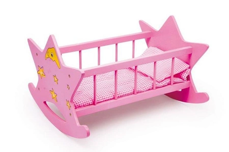 Drewniana kołyska dla lalek, "Śpiąca gwiazdka", 2865-small foot design, akcesoria dla lalek