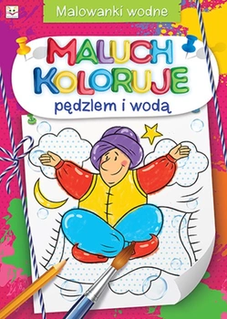 Maluch koloruje pędzlem i wodą malowanki wodne