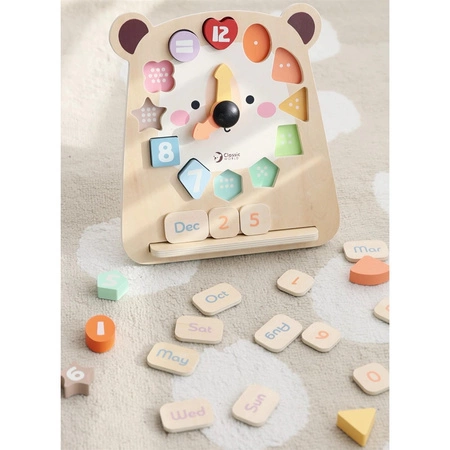 CLASSIC WORLD Zegar Miś Montessori Edukacyjny 3w1 Nauka Czasu Liczenia i Daty