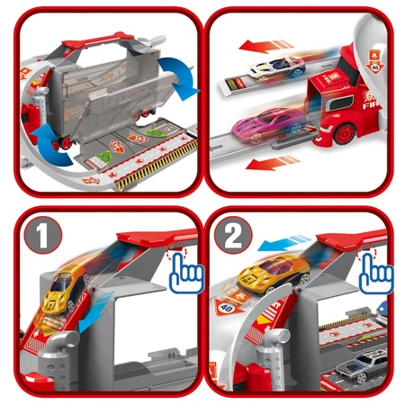 WOOPIE Zestaw Ciężarówka Laweta Garaż Tor Wyścigowy