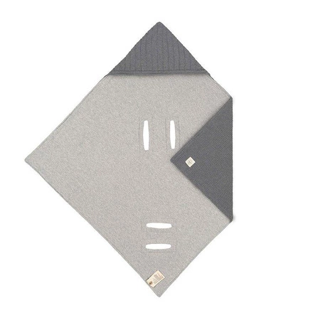 Lassig Dziergany kocyk z kapturkiem do fotelika niemowlęcego 78 x 78 cm Cozy Home antracytowy