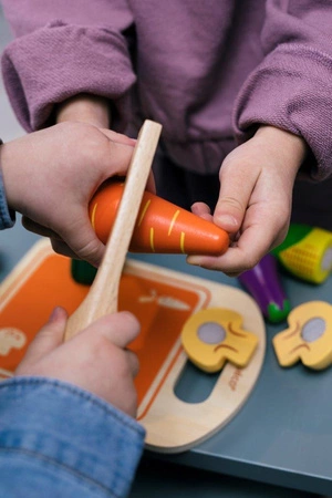 Drewniany zestaw deska z warzywami