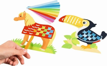 Zestaw do tkania papieru Zwierzęta koń tukan ryba żółw 58467-Goki, zestawy kreatywne