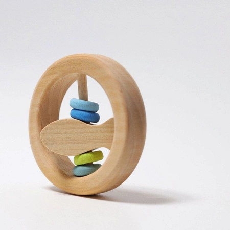 Grzechotka okrągła z rybką, niebieska, 0+, Grimm's