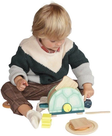 Toasty Turtle drewniany toster z akcesoriami 11 el 160830-Manhattan Toy, mała kuchnia dla dzieci