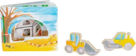 Drewniana książka dla dzieci z figurkami Na budowie 12039-Small Foot, zabawki edukacyjne