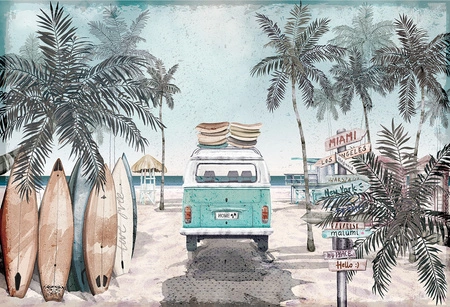 SUMMER VIBES - Turquoise Tapeta Malumi