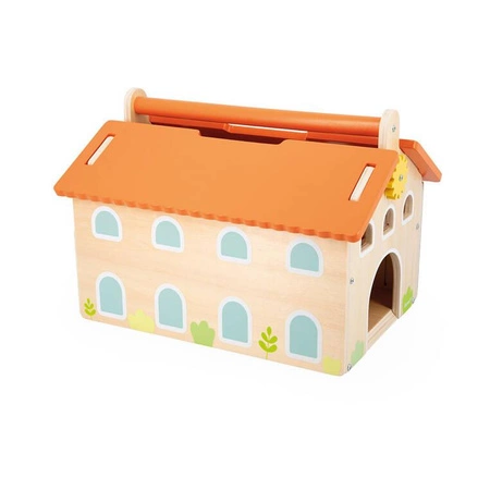 Drewniana farma z otwieranym dachem i figurkami 2+, Janod