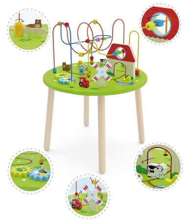 Drewniany Duzy stolik edukacyjny Farma Rollercoaster Viga Toys Montessori