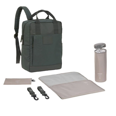 Lassig Green Label Plecak dla mam kwadratowy z akcesoriami Vividal Backpack dark olive