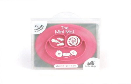 EZPZ Silikonowy talerzyk z podkładką mały 2w1 Mini Mat różowy