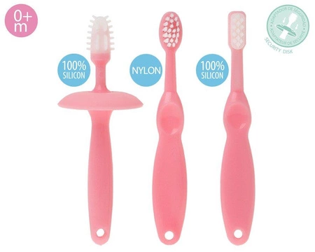 Szczoteczki do dziąseł i ząbków 3 szt., różowy, Kiokids