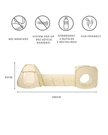 3 Sprouts Zestaw Namiotów dla Dzieci z Tunelem 3w1Terrazzo Beige