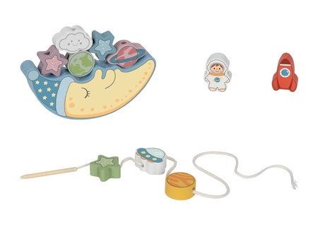 TOOKY TOY Śpiący Księżyc Balansująca Układanka Drewniana Nawlekanka Montessori