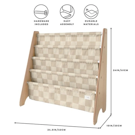 3 Sprouts Stojak na Książki Recycled Checkerboard Beige