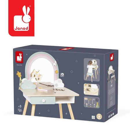Janod Duża toaletka drewaniana z akcesoriami Jednorożec 3+