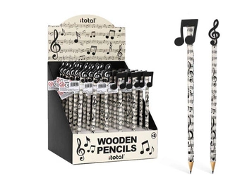 Display 36 szt. Drewniany ołówek z motywem muzycznym