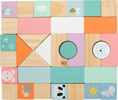 Wózek z klockami Pastelowy chodzik 11766-Small Foot, pchacze dla dzieci