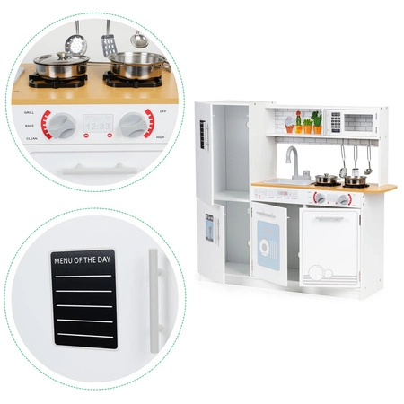 Drewniana kuchnia dla dzieci światło led + garnki