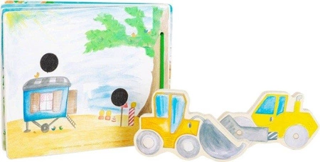 Drewniana książka dla dzieci z figurkami Na budowie 12039-Small Foot, zabawki edukacyjne