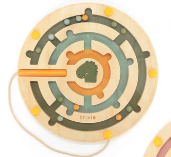 Drewniany okrągły labirynt magnetyczny – Dinozaur Trixie Baby