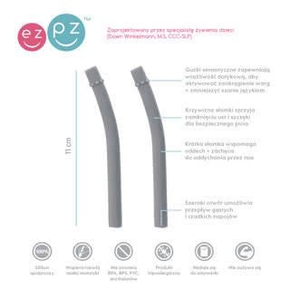 EZPZ Silikonowy kubeczek ze słomką Mini Cup + Straw Training System 120 ml + 2 słomki GRATIS szary