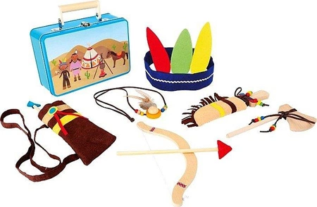 Walizka dla dzieci z zestawem indiańskich akcesoriów, 3922- small foot, zabawki dla chłopca