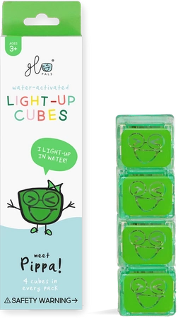 Glo Pals, Postać do kąpieli Pippa - zestaw z dwiema kostkami sensorycznymi świecącymi w wodzie