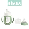 Beaba Szklana butelka treningowa w silikonowej osłonce 2w1 210 ml Sage green