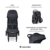 Easywalker Jackey² XL Komfortowy, samoskładający się wózek spacerowy z torbą transportową i osłoną przeciwdeszczową Midnight Black