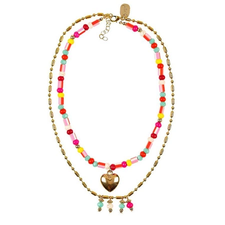 Souza! Podwójny naszyjnik łańcuszek i grube koraliki z zawieszką Syta