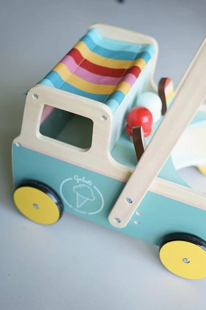 Drewniany pchacz Furgonetka z lodami 12m+, Janod