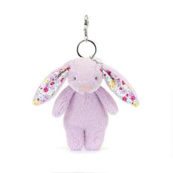 JellyCat - Breloczek Króliczek Fioletowy z Kwiecistymi Uszami 17 cm