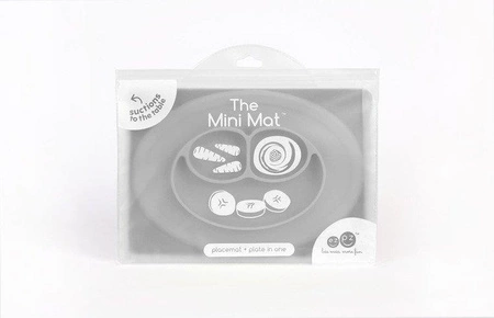 EZPZ Silikonowy talerzyk z podkładką mały 2w1 Mini Mat + pokrywka GRATIS szary