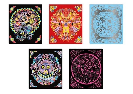 Zestaw kreatywny Do zdrapywania Zwierzęce mandale 7+, Janod