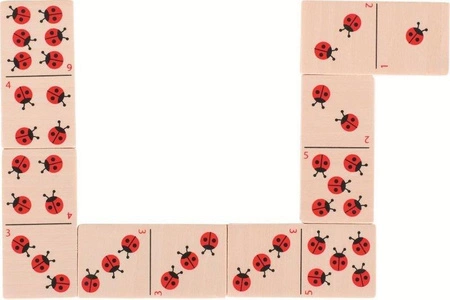 Domino dla dzieci w skrzyneczce z motywem biedronek, 56716-goki, gry drewniane