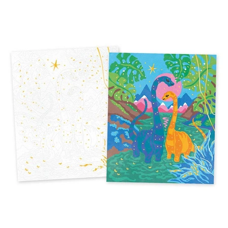 Zestaw kreatywny Malowanie po numerach Dinozaury 2 obrazy 7+, Janod