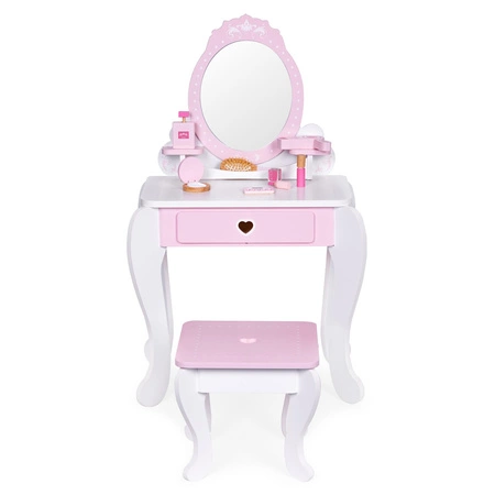 Toaletka dziecięca zabawkowa duża z lustrem taborecikiem 7 dodatków ECOTOYS