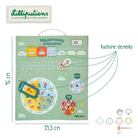 Lilliputiens Miękka tablica aktywizująca "Mój pierwszy kalendarz" 3 lata+