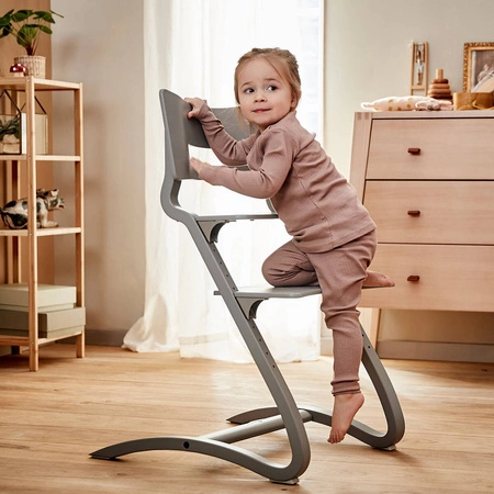 LEANDER - krzesełko do karmienia CLASSIC™, szare + barierka, tacka, poduszka Dusty Blue - ZESTAW