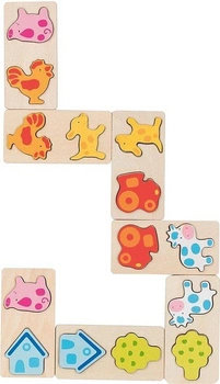 Domino dla dzieci Zaścianek 3D 56814-Goki, gry drewniane