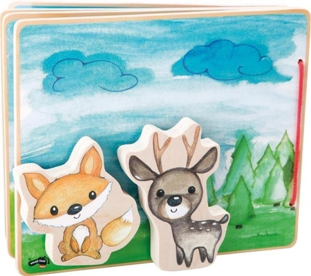 Drewniana książka dla dzieci z figurkami Leśna podróż 11234-Small Foot, zabawki edukacyjne