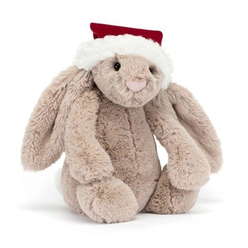 JellyCat - Króliczek Beżowy w Czapce Mikołaja 31 cm