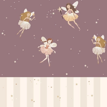 Tapeta Fairies plum and stripes