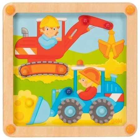 Zabawa zręcznościowa Domek, okrąg czy kwadrat 62907-Goki, gry drewniane